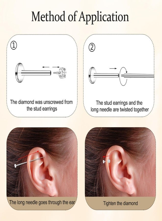 ONESING 20G Flat Back Nose Stud Internal Thread Flat Back Earrings Hypoallergenic Titanium CZ Tragus Helix Cartilage Conch Nose Earrings Stud Piercing Jewelry for Women Men - Image 4